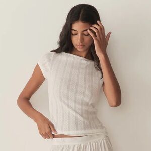NWT Doen Pauline Pointelle Tee Medium